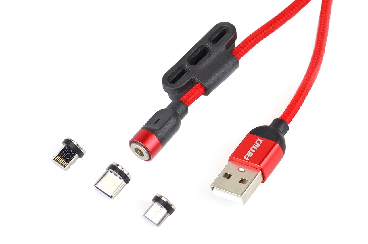 Magnetic port Combo cable Lightning/USB C/micro USB 100cm UC-08 P/N: 02522