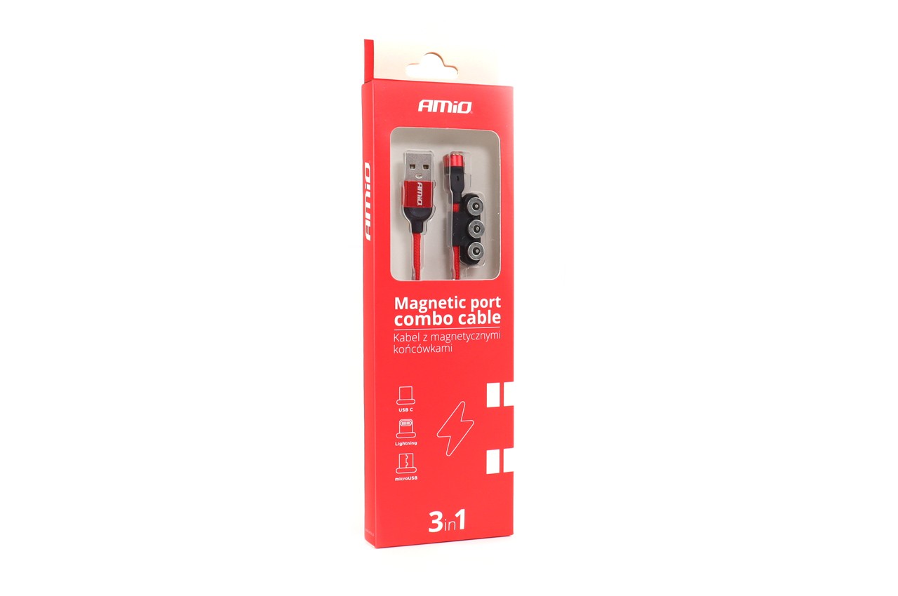 Magnetic port Combo cable Lightning/USB C/micro USB 100cm UC-08 P/N: 02522