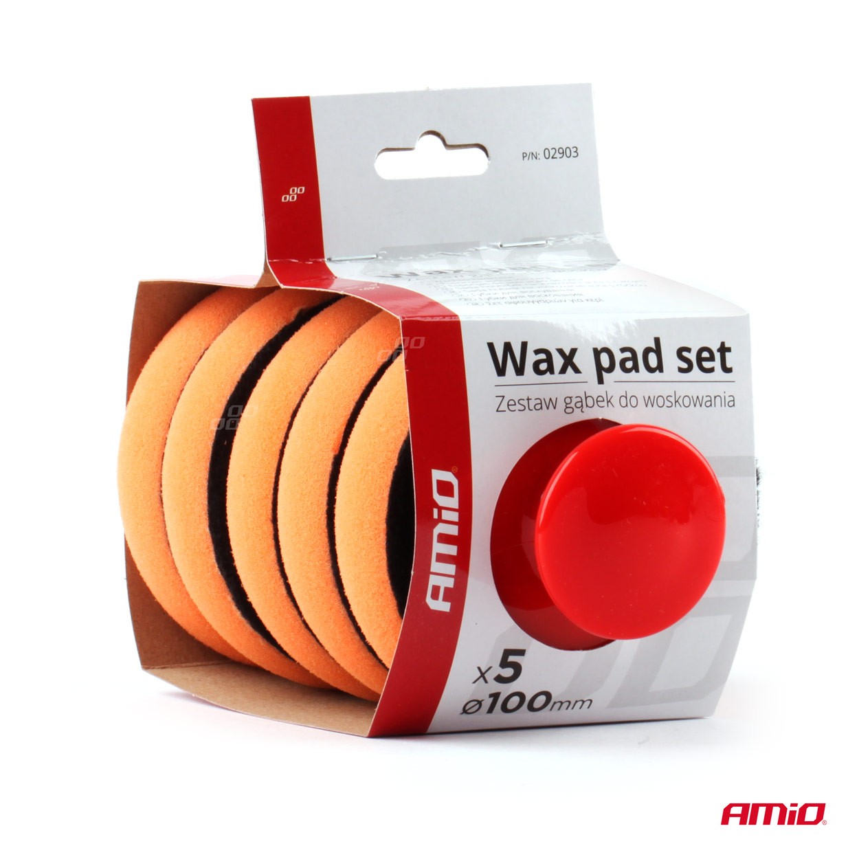 Car Wax Pad set with Gripper Handle 10cm, 5pcs - AMIO- 02903