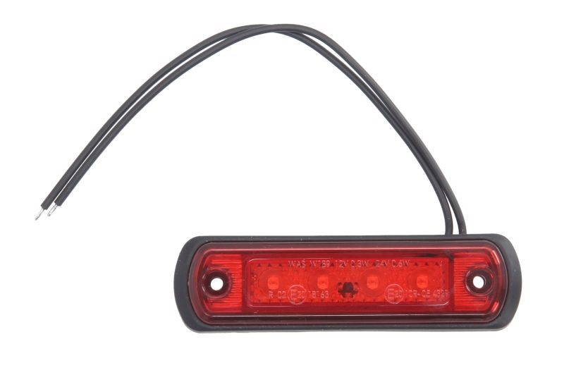 1339 W189 WAS clarification light Technical description Outline marker lights L / R, red, LED, height 31mm; width 110mm; depth 13mm, surface, hose length 220, 12 / 24V