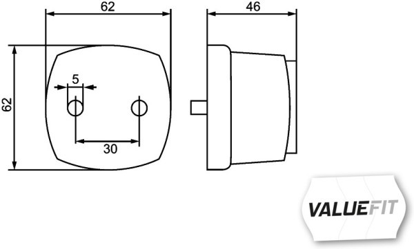 2PG357 012-021 Boundary light HELLA - Outline marker lights L / R, white, C5W / Halogen, height 62mm; width 62mm; depth 45.7mm, 12 / 24V
