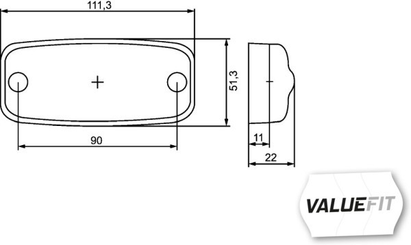 2PS357 008-001 Boundary light HELLA - Outline marker lights L / R, orange, LED, height 51mm; width 111mm; depth 20mm, 12 / 24V