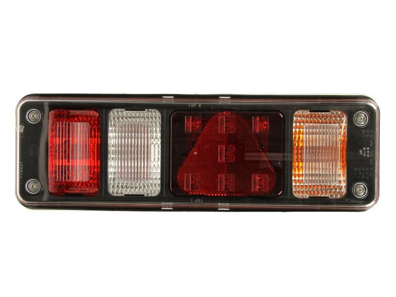 2VP340 961-027 Rear taillights HELLA  -Rear lamp R (LED / P21W / PY21W, 24V, with indicator, anti-fog light, reversing light, with stop light, parking light, triangular reflector, side clearance)