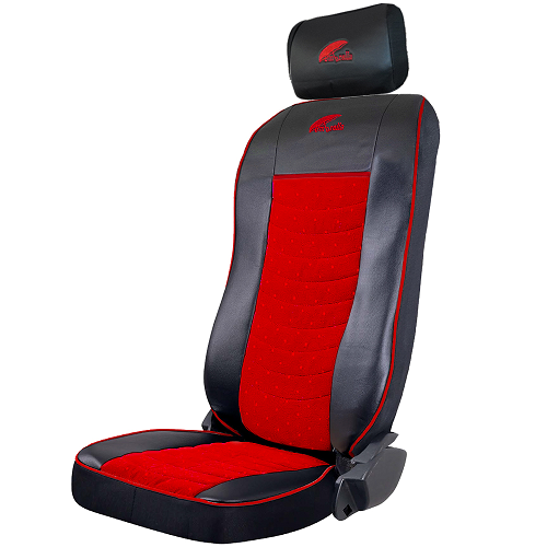 UMBRELLA TRUCK SEAT COVER SET FOR VOLVO 2000-2004 BLACK ECOLOGICAL LEATHER + RED VELVET/CFSCTR-VOL007-RIO-007