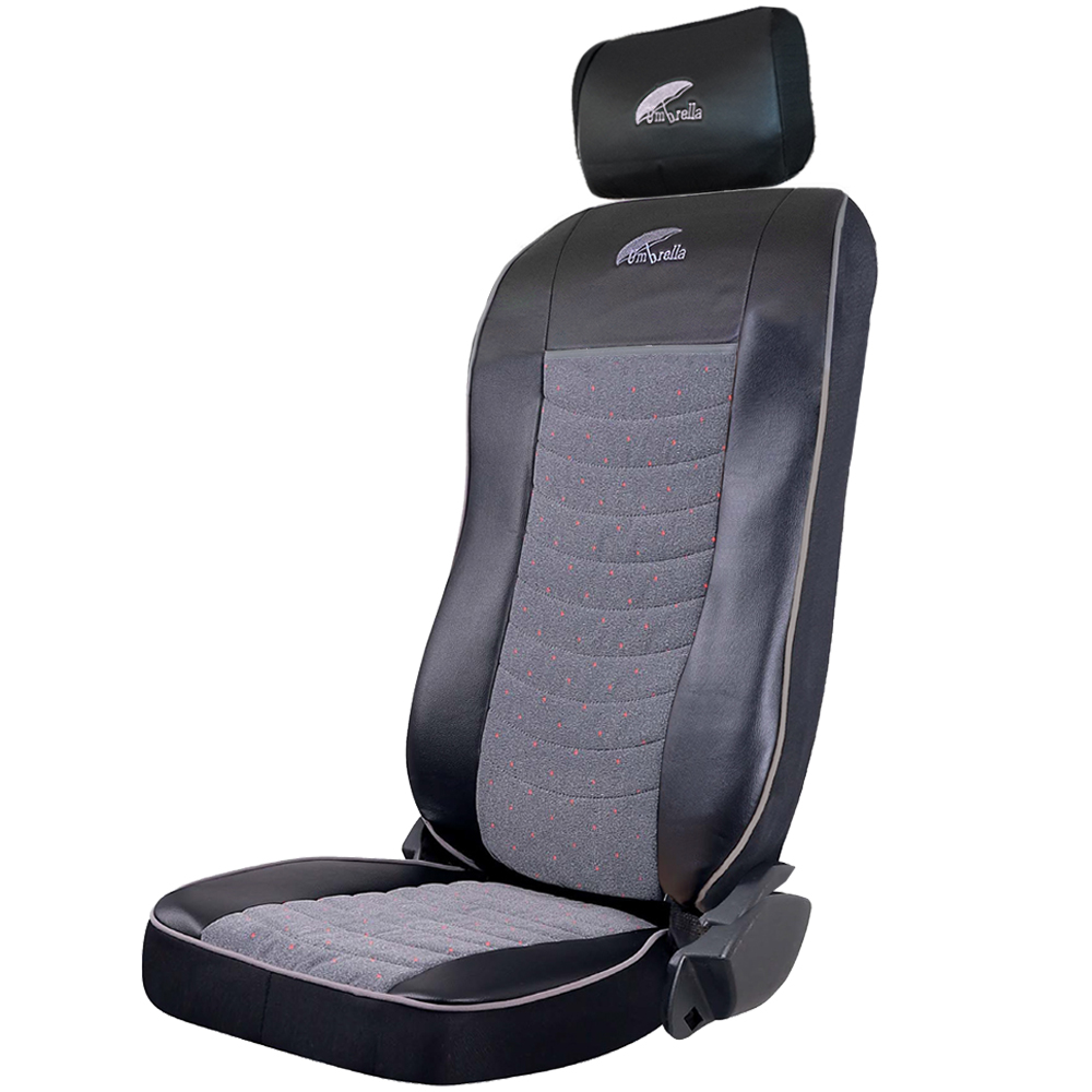UMBRELLA TRUCK SEAT COVER SET compatible  VOLVO 2000-2004 BLACK ECOLOGICAL LEATHER + GRAY VELVET/CFSCTR-VOL007-RIO-001