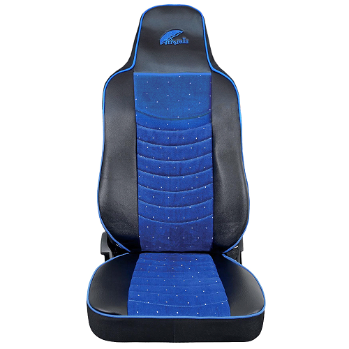 UMBRELLA TRUCK SEAT COVER SET FOR MAN SERIES TGX 6 BLACK ECOLOGICAL LEATHER + BLUE VELVET/CFSCTR-MN002-RIO-003
