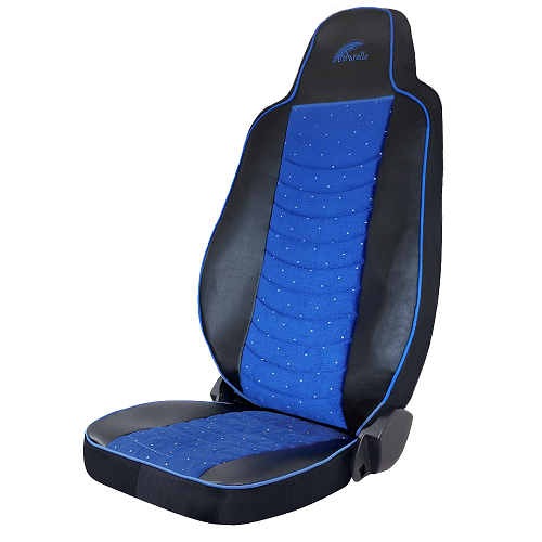 UMBRELLA TRUCK SEAT COVER SET FOR MAN SERIES TGX 6 BLACK ECOLOGICAL LEATHER + BLUE VELVET/CFSCTR-MN002-RIO-003