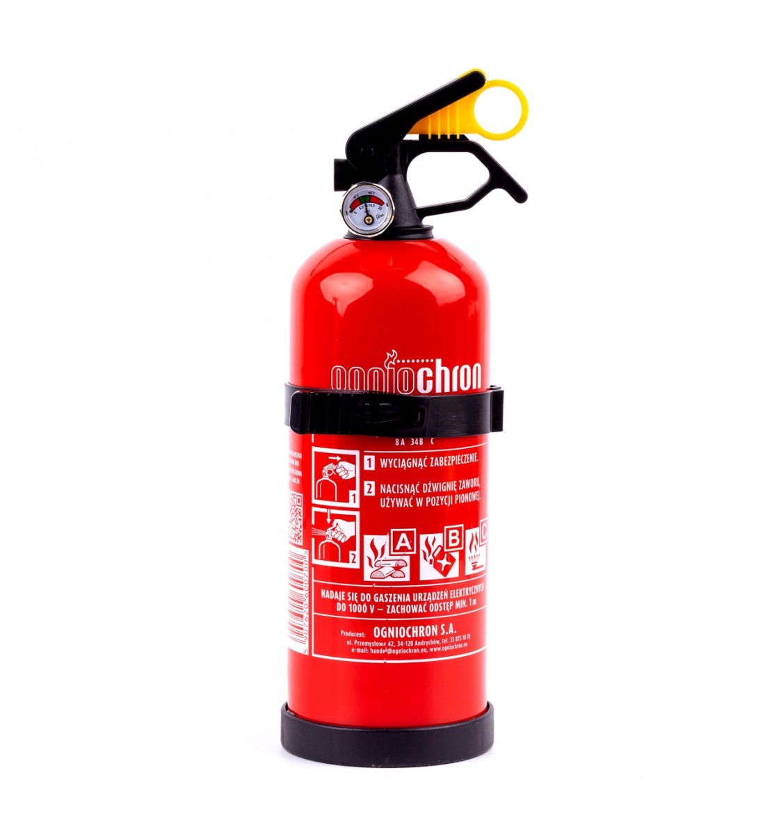 ABC POWDER EXTINGUISHER WITH PRESSURE GAUGE AND SUPPORT, 1 KG- 60179