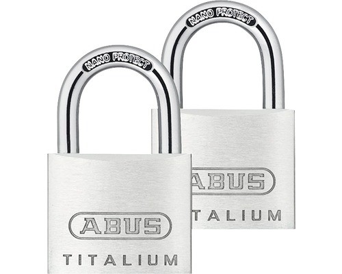 Set of 2 aluminum locks, Abus Titalium 726 TI, l 40 mm, 3 keys