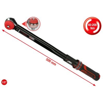 DYNAMOMETRIC WRENCH WITH 1/2 ERGOTORQUE PRECISION RATCHET WITH ROTARY BUTTON. 40-200NM Manufacturer code: 516.1442
