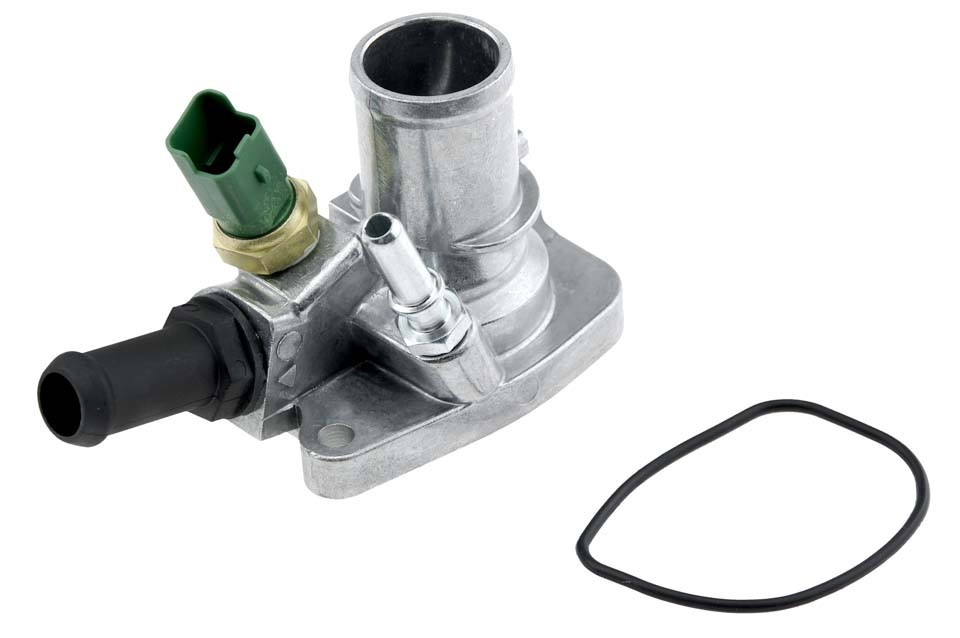 Thermostat with housing compatible FIAT ENG.0.9 PANDA 12-, 500L 12-, LANCIA YPSILON 11- /WITH SENSOR/ - CTM-FT-009