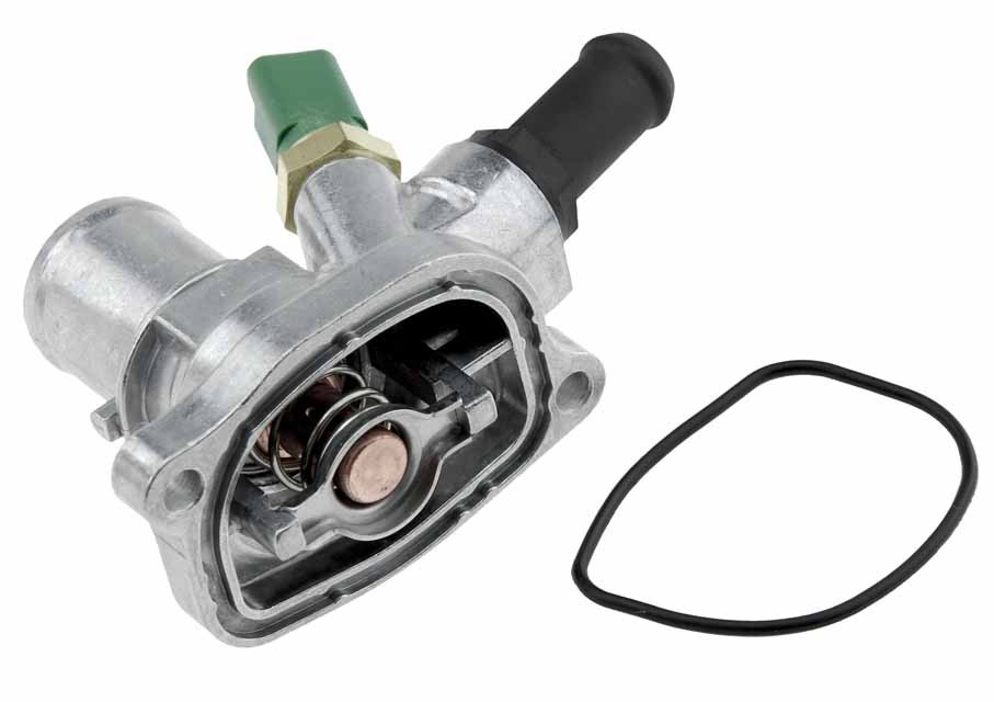 Thermostat with housing compatible FIAT ENG.0.9 PANDA 12-, 500L 12-, LANCIA YPSILON 11- /WITH SENSOR/ - CTM-FT-009