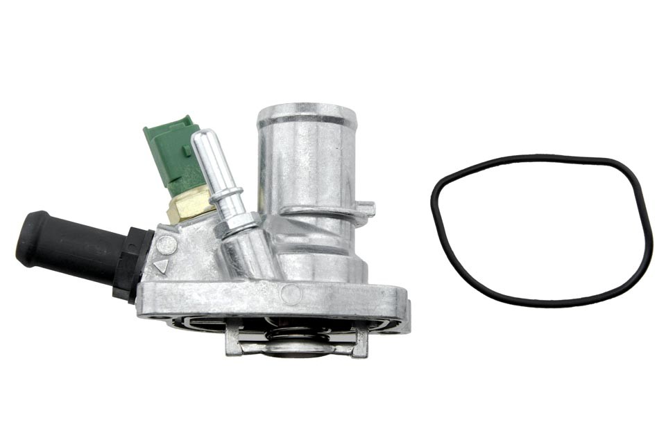 Thermostat with housing compatible FIAT ENG.0.9 PANDA 12-, 500L 12-, LANCIA YPSILON 11- /WITH SENSOR/ - CTM-FT-009