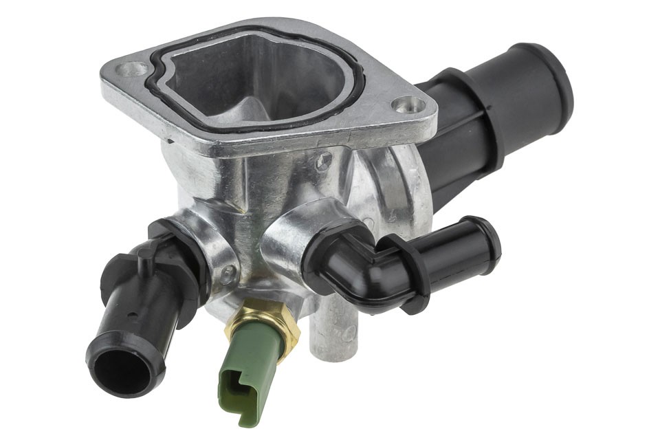 Thermostat with housing compatible FIAT ENG 1.3D MULTIJET, 500 07-, ALBEA 03-, DOBLO 04-, IDEA 04-, PALIO 03-, PANDA 03-, PUNTO 03-, LANCIA MUSA 04-, YPSILON 03-, FORD KA 08 - 1.3 TDCI - CTM-FT-014