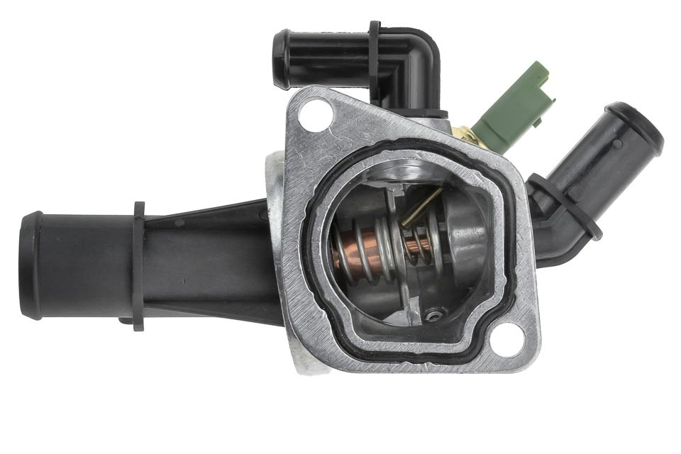 Thermostat with housing compatible FIAT ENG 1.3D MULTIJET, 500 07-, ALBEA 03-, DOBLO 04-, IDEA 04-, PALIO 03-, PANDA 03-, PUNTO 03-, LANCIA MUSA 04-, YPSILON 03-, FORD KA 08 - 1.3 TDCI - CTM-FT-014