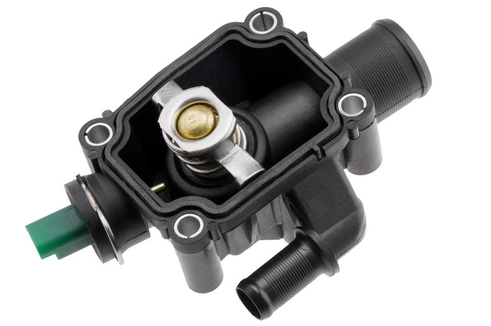 Thermostat with housing compatible PEUGEOT 307 1.4, 1.6 02-, 308 1.6 14-, PARTNER 1.6 08-, CITROEN BERLINGO 1.6 08- CTM-PE-004