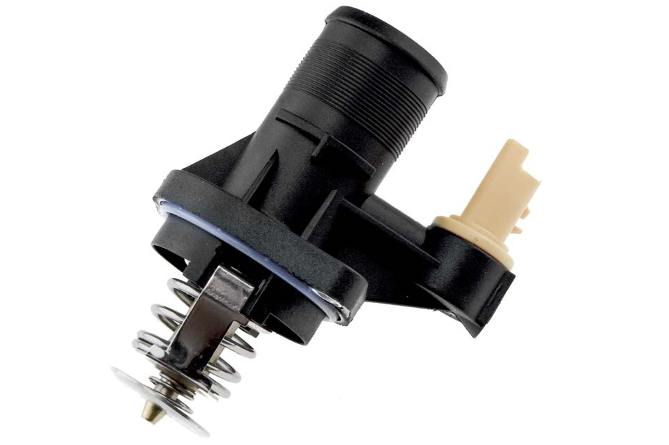 Thermostat with housing compatible PEUGEOT 407 1.8, 2.0, 2.2 04-, 807 2.0, 2.2 02-, CITROEN C5 II 1.8, 2.0 04-/WITH SENSOR/ - CTM-PE-005