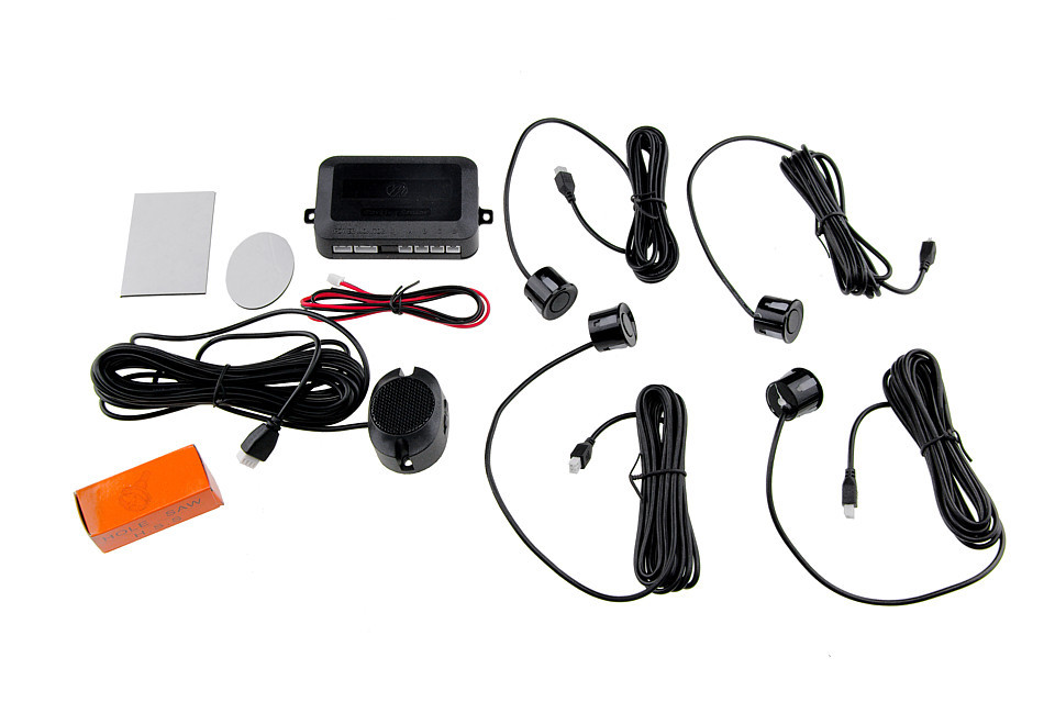 PARKING SENSORS SET UNIVERSAL KIT:/4 BLACK SENSORS, BUZZER, CONTROL UNIT, WIRING, SENSOR DIAMETER: 21.5 MM/ - EPDC-UV-007