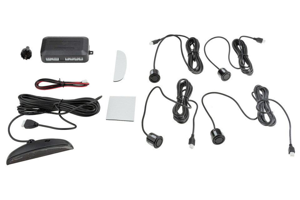 PARKING SENSOR SET UNIVERSAL KIT:/4 BLACK SENSORS, LED SCREEN, CONTROL UNIT, WIRING, SENSOR DIAMETER: 18 MM/ - EPDC-UV-014B