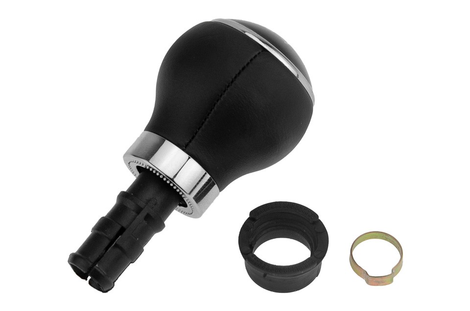 GEAR SHIFT HANDLE compatible VW GOLF V 2003-,GOLF VI 2008-,GOLF PLUS 2005-,JETTA 2006-/5 SPEED/BLACK CAP/LEATHER - GZB-VW-027
