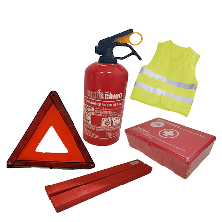 Complete fire extinguisher kit, kit, vest, reflective triangles