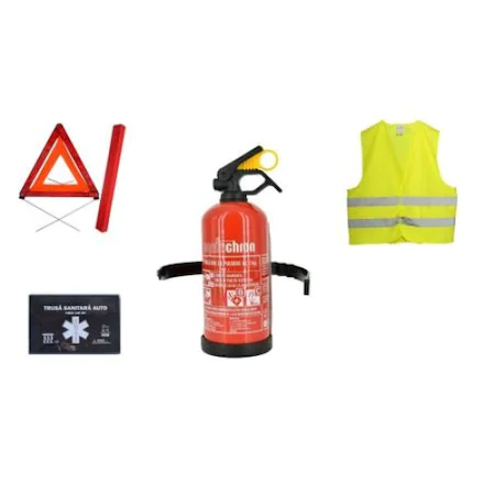 Car safety kit - - medical kit, triangle, fire extinguisher, vest