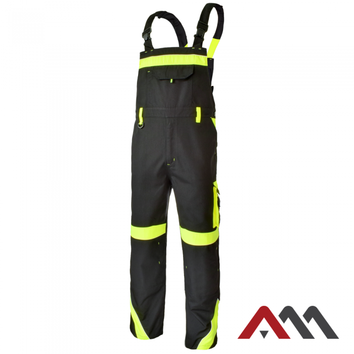 CLASSIC-VIS - OVERALLS Overalls work trousers Color: black and yellow with reflective elements SIZE 64