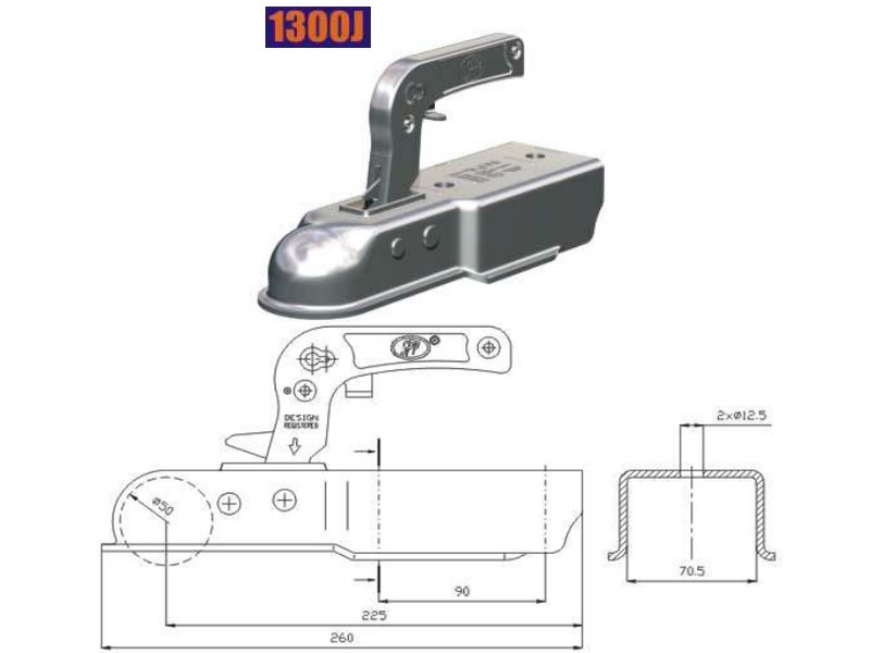 1300J square trailer coupling PRODUCT CODE: TCT-4620