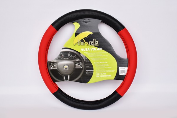 RED AND BLACK STEERING WHEEL COVER  37x39 cm - Manufacturer code: 10193