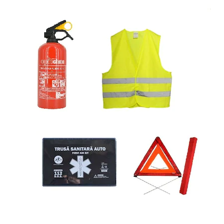 R.A.R. certified car safety kit valid for 5 years - 2 triangles, medical kit, vest, fire extinguisher